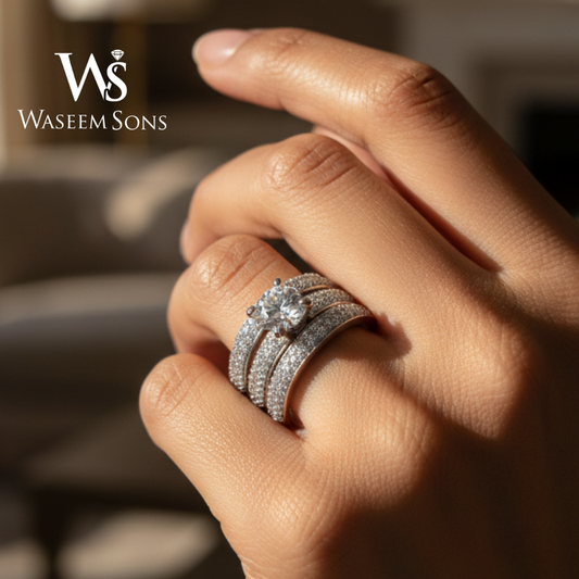 Triple Radiance Silver Ring -925 silver