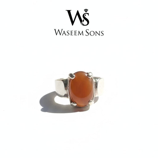 925 silver Carnelian Oval Silver Ring gemstone ring by Waseem Sons