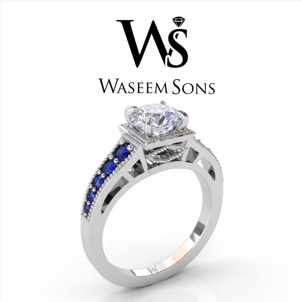 Royal Sapphire Halo Ring