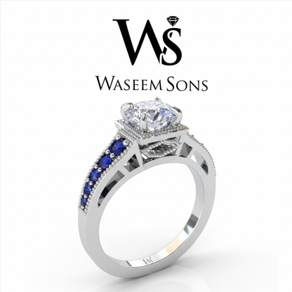 Royal Sapphire Halo Ring