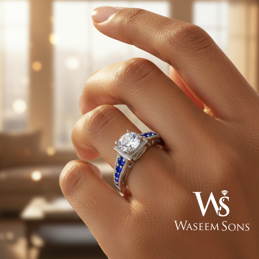 Royal Sapphire Halo Ring