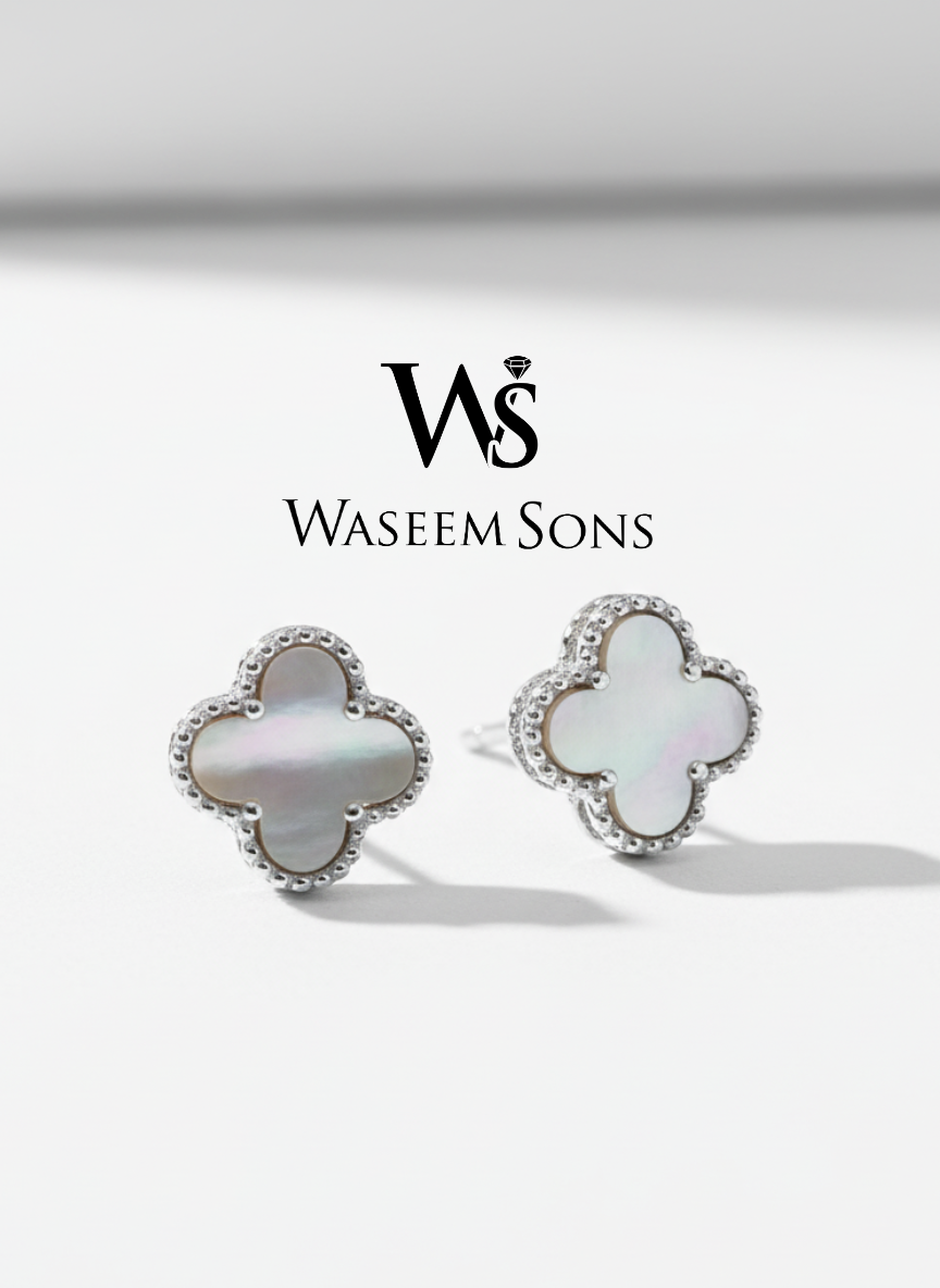 Noir Clover Studs - 925 Silver