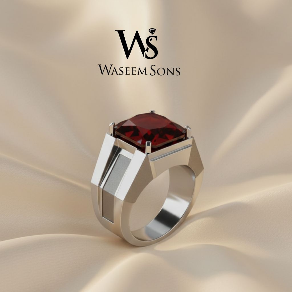 Regal Garnet Signet Ring – 925 Silver