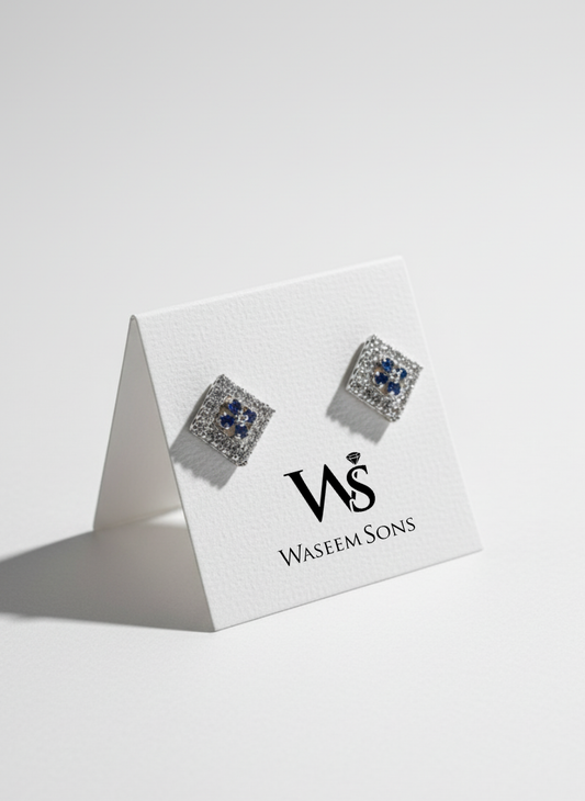 Blue Mist Square Studs – 925 Silver