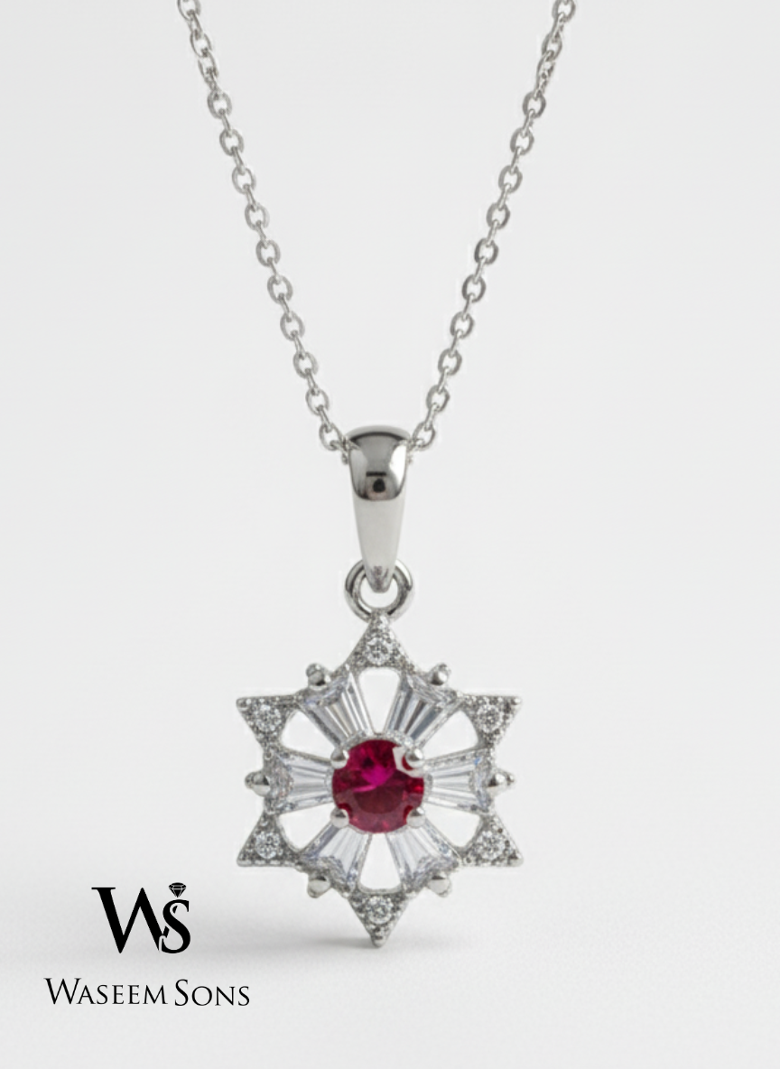 Scarlet Star Pendant - 925 Silver