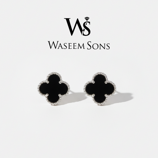Noir Clover Studs - 925 Silver